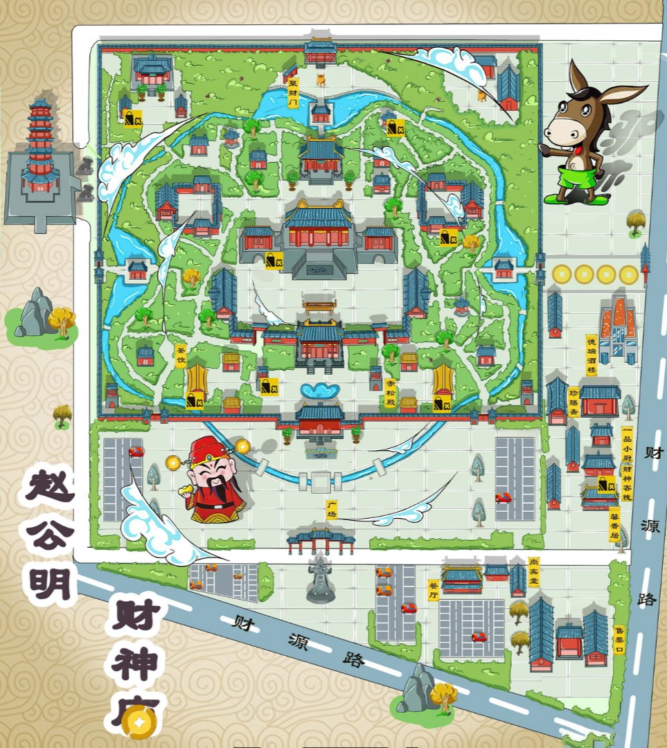 富川寺庙类手绘地图