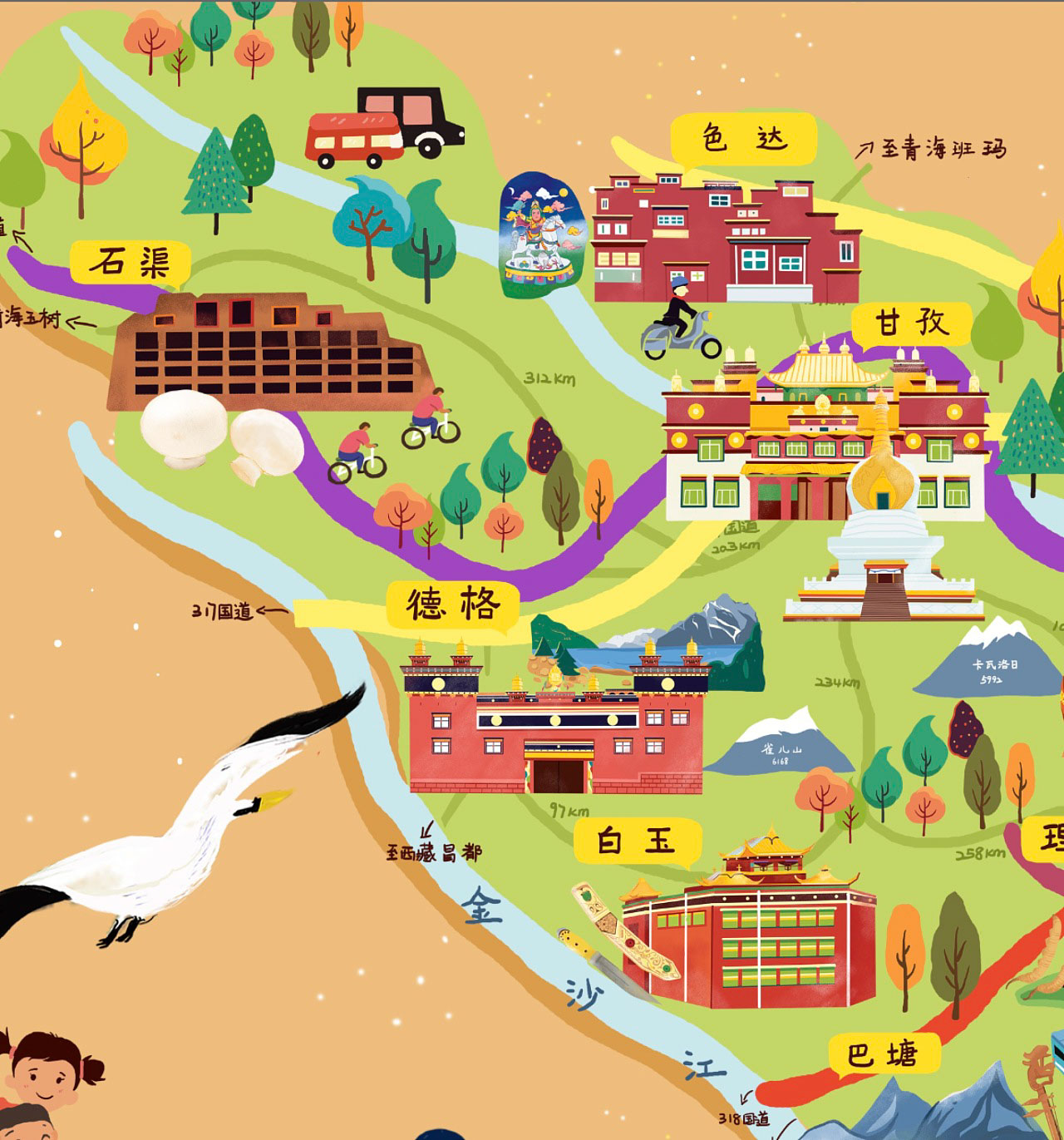 富川手绘地图景区的文化宝库